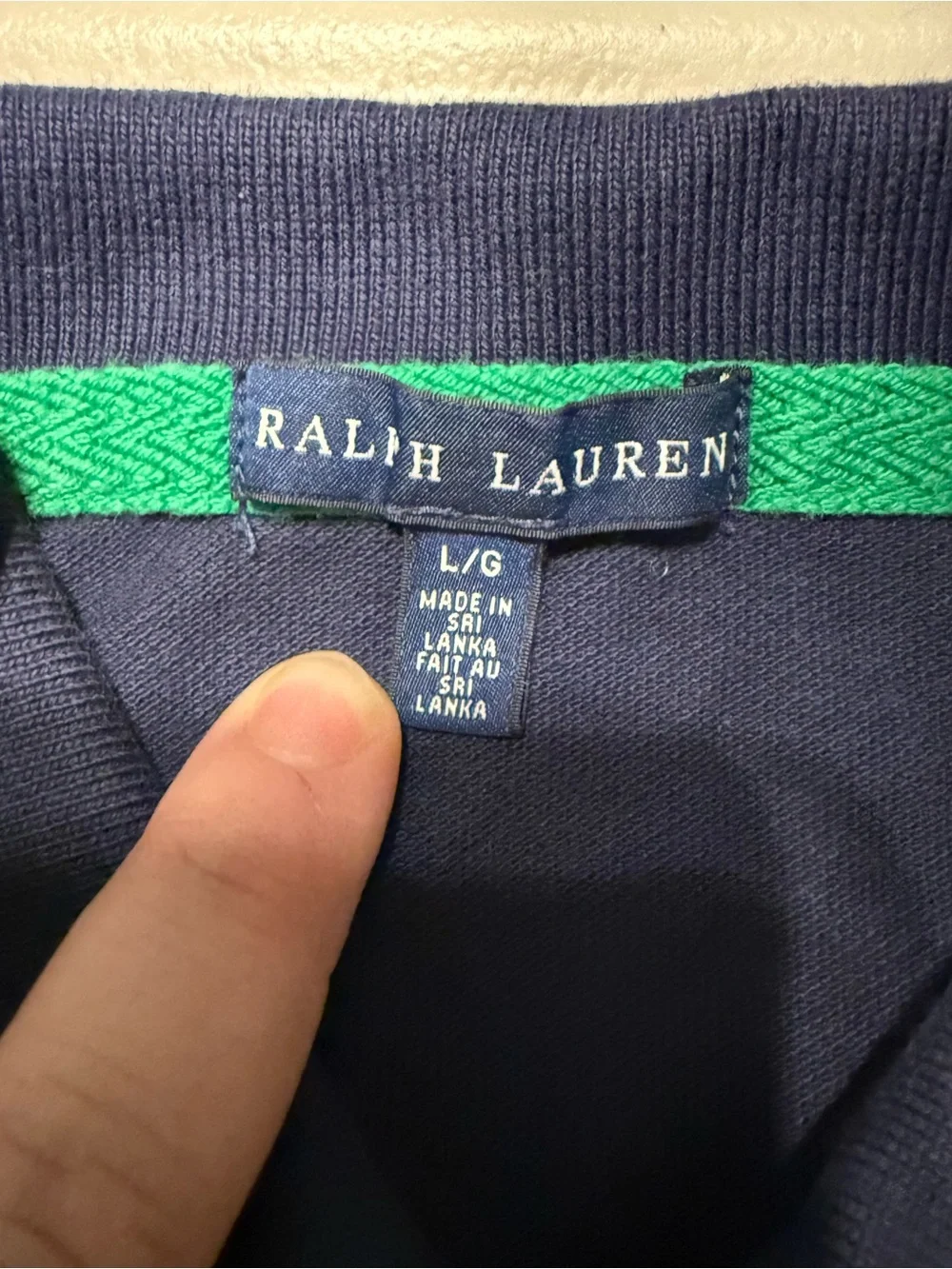 Ralph Lauren Navy Polo with Green Trim
